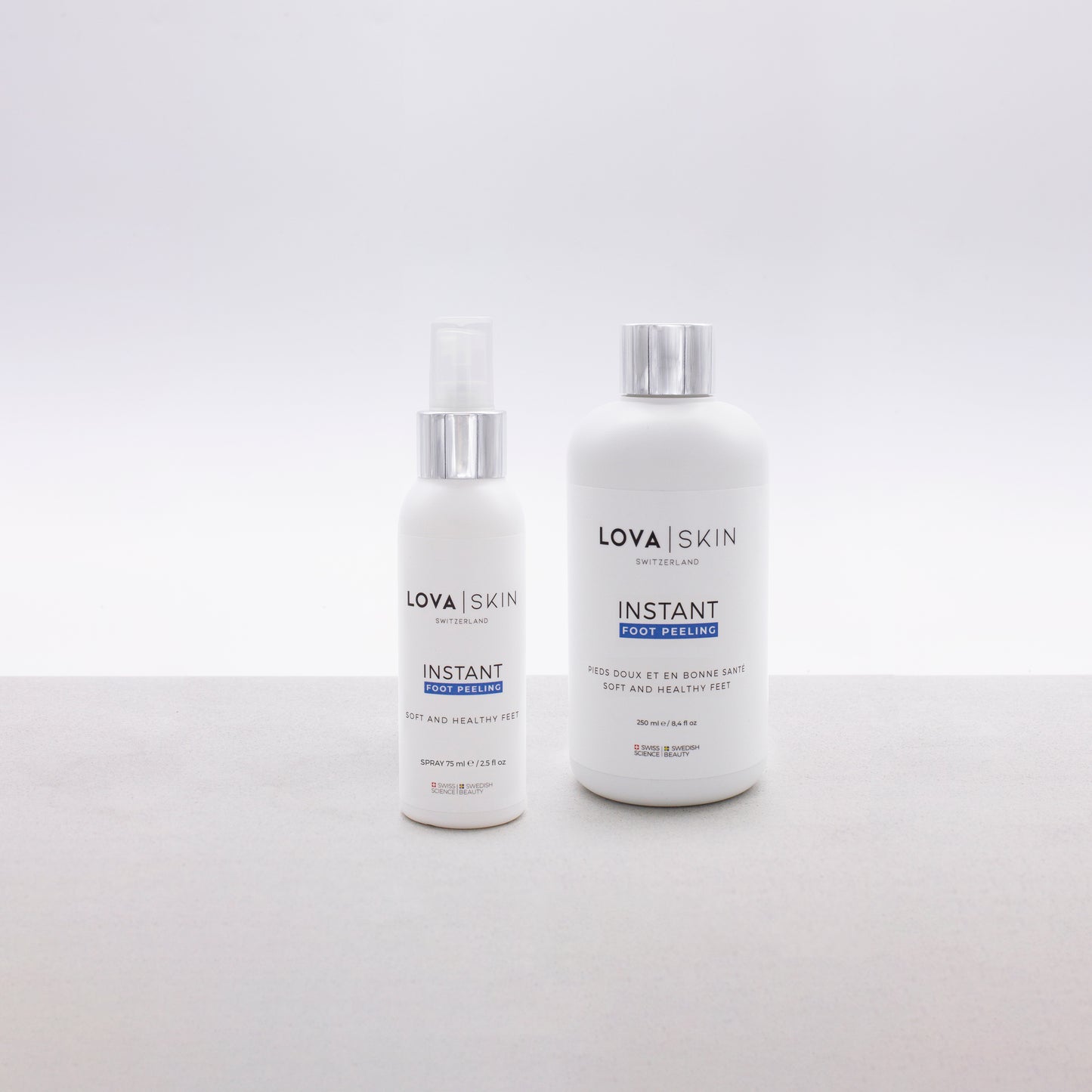 LOVASKIN INSTANT FOOT PEEL XL - een sprayflacon van 75 ml en een navulflacon van 250 ml - 110 Schoonheidsbehandelingen